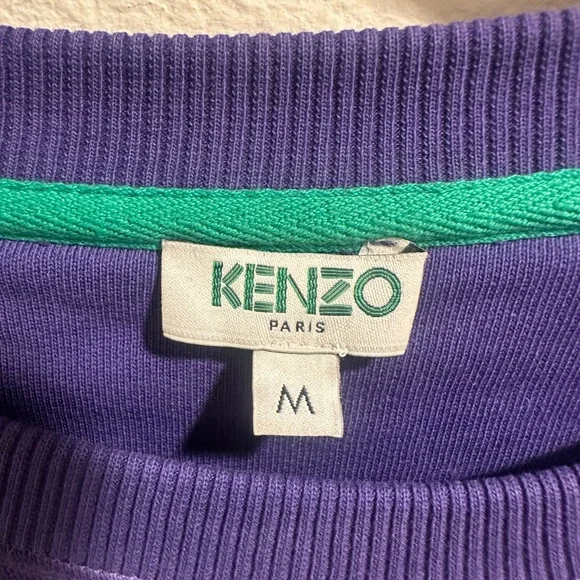 Kenzo Blue and White Tiger Embroidered Crewneck Sweater